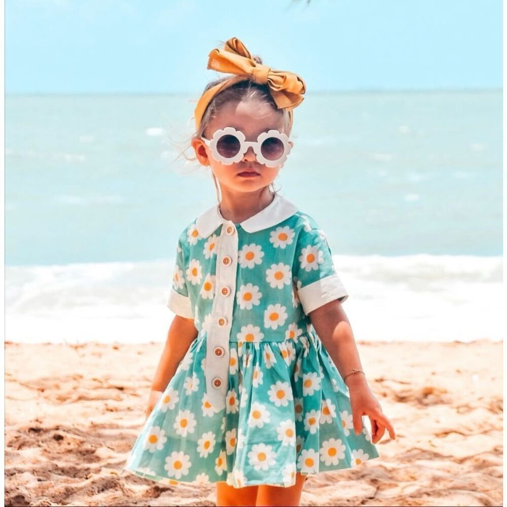 Lacey Lane Millie Hopper hopscotch daisy floral retro 70s style dress girls size